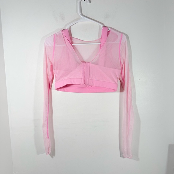 Popflex Coquette Long Sleeve Mesh Bra Top Bubblegum Pink Medium - Picture 9 of 14